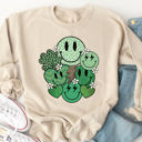 Medium Tan Smiley Clover Graphic Sweatshirt - St. Patricks Day