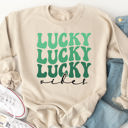 Medium Tan Lucky Vibes  - Graphic Sweatshirt