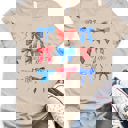 Medium Tan Red Blue Patriotic Bow Coquette Graphic Tee