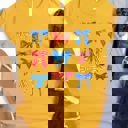 Medium Yellow Red Blue Patriotic Bow Coquette Graphic Tee