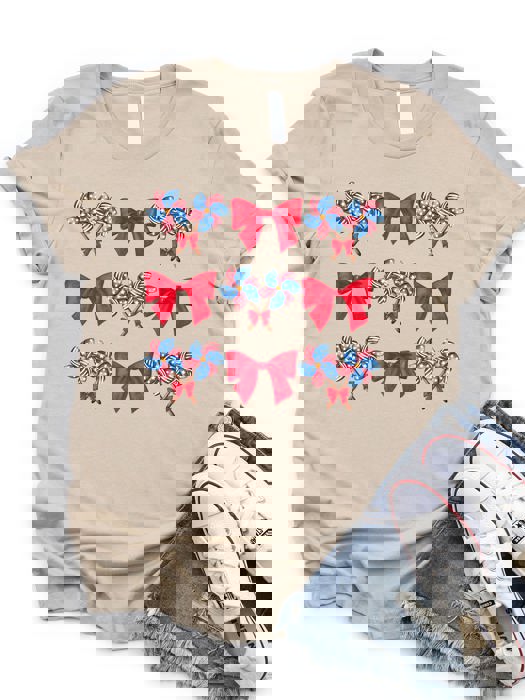 Patriotic Bows & Pinwheels Coquette Graphic Tee