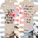 XL Tan Patriotic Bows & Pinwheels Coquette Graphic Tee