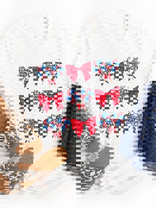 Patriotic Bows & Pinwheels Coquette Graphic Tee