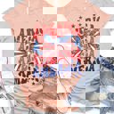 Medium Peach AMERICA Star Stripe Bow Coquette Graphic Tee