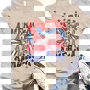 XL Tan AMERICA Star Stripe Bow Coquette Graphic Tee