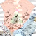 Large Peach Let us Adore Him Christmas Chapel Graphic Tee