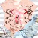 XL Peach Merry Christmas Bow Graphic Tee