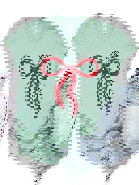 Merry Christmas Bow Graphic Tee