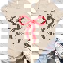 Small Tan Merry Christmas Bow Graphic Tee