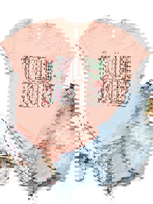 Patterned Holly Jolly Graphic Tee