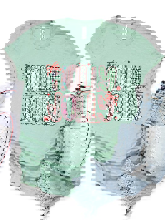 Patterned Holly Jolly Graphic Tee