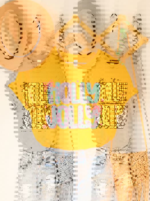 Patterned Holly Jolly Graphic Tee