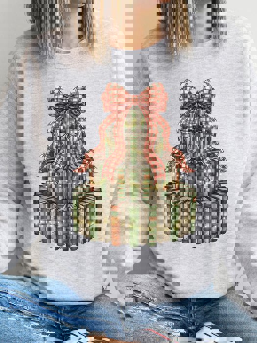 Christmas Book Tree Graphic Sweatshirt