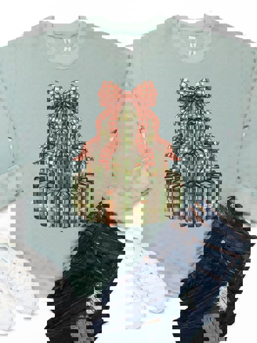 Christmas Book Tree Graphic Sweatshirt