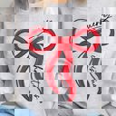 Small Gray Merry Christmas Bow Graphic Sweatshirt