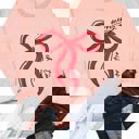 XL Peach Merry Christmas Bow Graphic Sweatshirt
