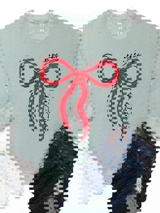 Merry Christmas Bow Graphic Sweatshirt