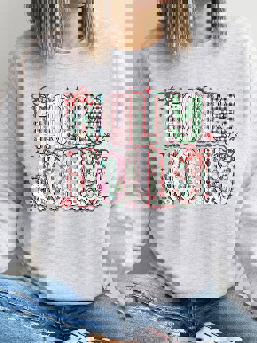 Patterned Holly Jolly  Graphic Sweatshirt