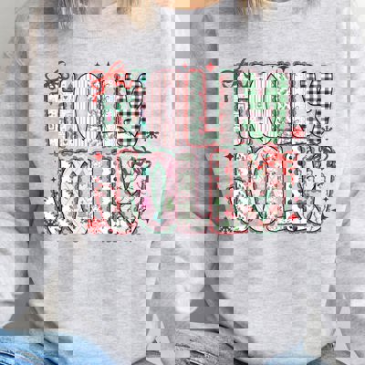 Patterned Holly Jolly  Graphic Sweatshirt