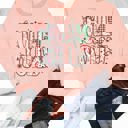 Large Peach Patterned Holly Jolly  Graphic Sweatshirt