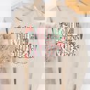 Large Tan Patterned Holly Jolly  Graphic Sweatshirt