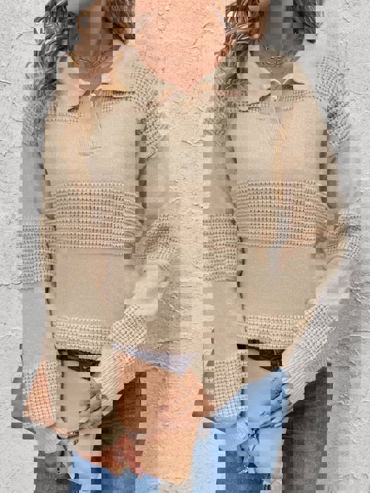 Textured Collared Sweater