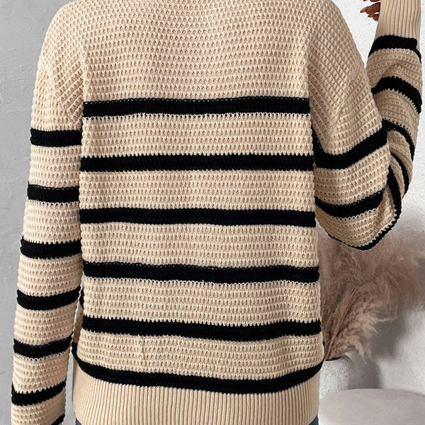 Striped Henley Open Knit Sweater | Jane.com