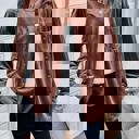 Medium Brown Velvet Button Down Top