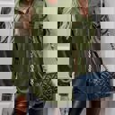 Medium Green Velvet Button Down Top