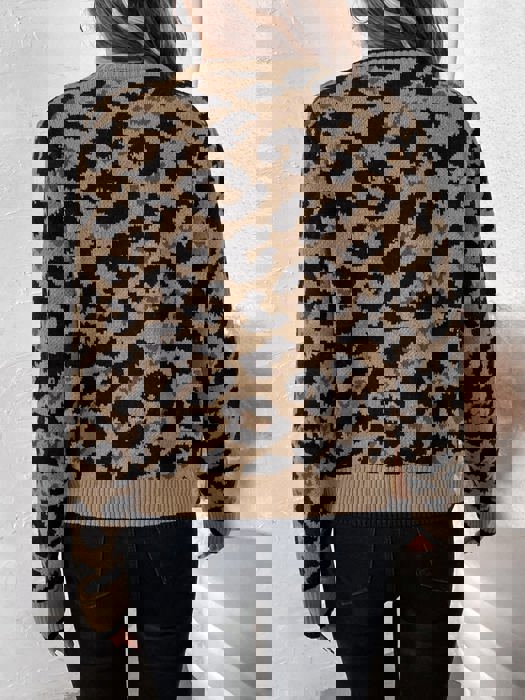 Tie Front Animal Print Cardigan