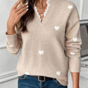 Medium Lace Trim Heart Detail Sweater