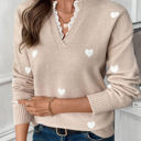 Small Lace Trim Heart Detail Sweater