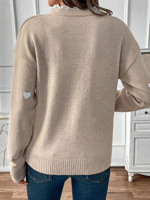 Lace Trim Heart Detail Sweater