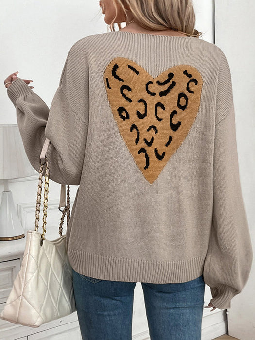 Animal Print Bow Detail Sweater