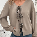 Large Animal Print Bow Detail Sweater