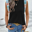 Medium Black Colorful Crocheted Detail Top