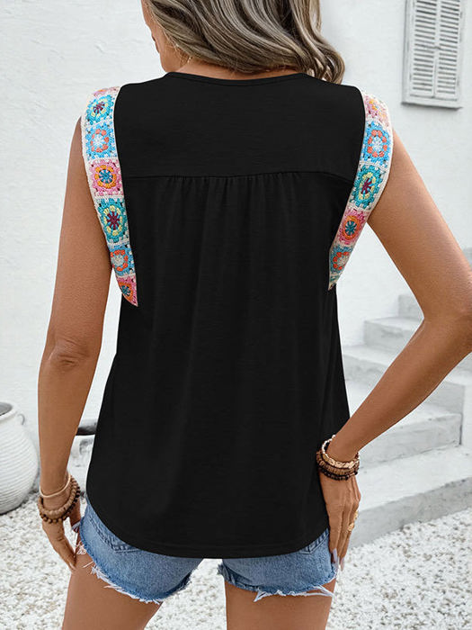 Colorful Crocheted Detail Top