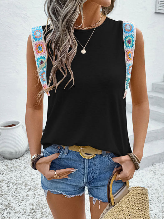 Colorful Crocheted Detail Top