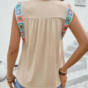 Small Tan Colorful Crocheted Detail Top