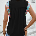 XL Black Colorful Crocheted Detail Top