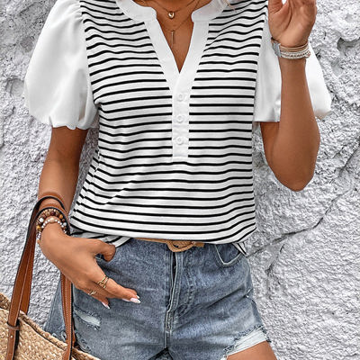 Puff Sleeve Striped Top