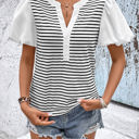  Puff Sleeve Striped Top