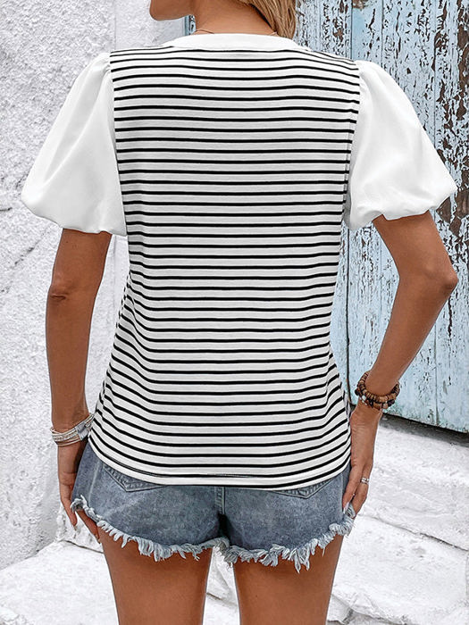 Puff Sleeve Striped Top
