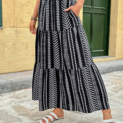 Patterned Tiered Maxi Skirt