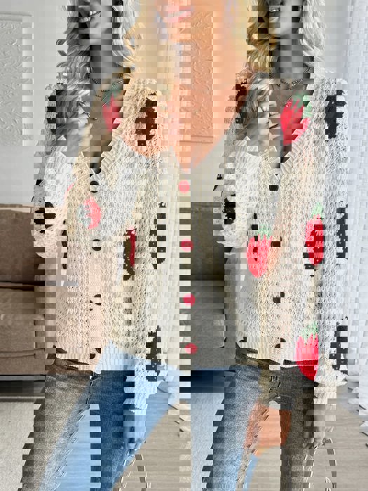 Strawberry Open Knit Cardigan