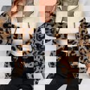  Colorblock Animal Print Sherpa Jacket