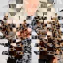 Large Colorblock Animal Print Sherpa Jacket