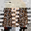 Large Colorblock Animal Print Sherpa Jacket