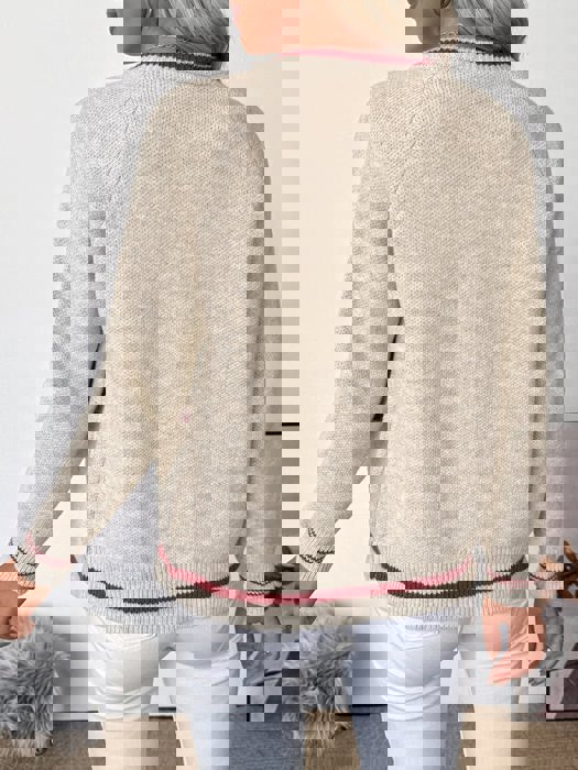 Varsity Inspired Zip Up Sweater