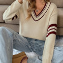 Large Retro Stripe Vneck Sweater